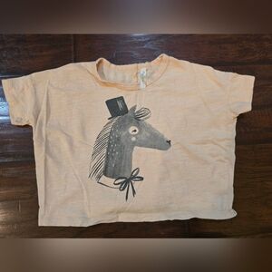 Rylee + Cru Kids Horse Graphic Crop Tee in Peach